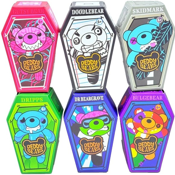 NEW - Complete Set Of 6 Deddy Bears 5" Coffin Plush Series 3 (SEE PHOTOS) - Picture 1 of 4